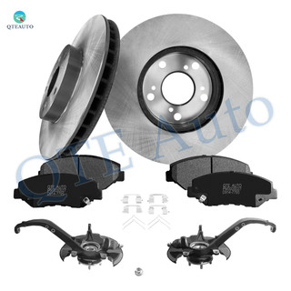 Set of 8 Front 282mm Brake Disc Rotors-Ceramic Brake Pad Kit-Suspension Knuckle Assembly For 2008-2012 Honda Accord