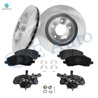 Set of 8 Front 294mm Brake Disc Rotors-Ceramic Brake Pad Kit-Suspension Knuckle Assembly For 2007-2013 Jeep Patriot