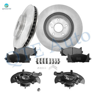 Set of 8 Front 296mm Brake Disc Rotors-Ceramic Brake Pad Kit-Suspension Knuckle Assembly For 2012-2017 Toyota Camry