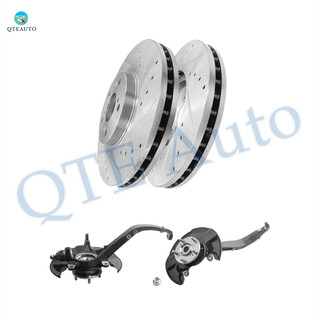 Set of 4 Front 300mm Drilled Slotted Brake Disc Rotors-Suspension Knuckle Assembly For 2008-2012 Honda Accord