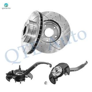 Set of 4 Front 282mm Drilled Slotted Brake Disc Rotors-Suspension Knuckle Assembly For 2008-2012 Honda Accord