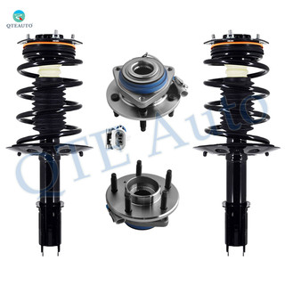Set of 4 Front Wheel Hub Bearing-Quick Complete Strut-Coil Spring For 1997-2001 Pontiac Grand Prix