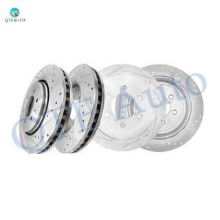 Set Front 350mm-Rear 342mm Drilled Slotted Disc Brake Rotors For 2014-2017 Lincoln Navigator