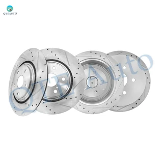 Set of 4 Front 328mm Drilled Slotted Brake Disc Rotors-Rear 309mm Brake Disc Rotors For 2014-2019 Toyota Highlander