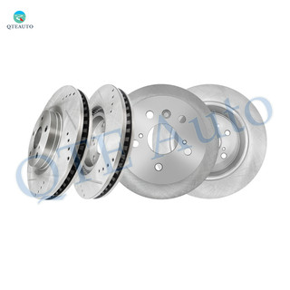 Set of 4 Front Drilled Slotted Brake Disc Rotors-Rear Brake Disc Rotors For 2013-2018 Lexus ES350 Base
