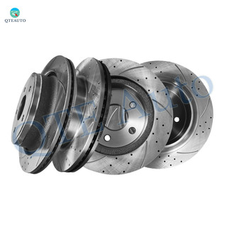 Set of 4 Front 336mm-Rear 352mm Drilled Slotted Disc Brake Rotors For 2002-2010 Dodge RAM 1500