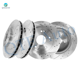 Set of 4 Front 300mm-Rear 282mm Drilled Slotted Disc Brake Rotors For 2009-2014 Acura TSX