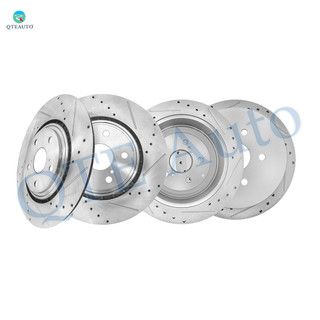 Set of 4 Front 328mm Drilled Slotted Brake Disc Rotors-Rear 309mm Brake Disc Rotors For 2011-2020 Toyota Sienna