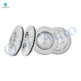 Set of 4 Front 329.8mm-Rear 333.5mm Drilled Slotted Disc Brake Rotors For 2010-2013 Acura ZDX