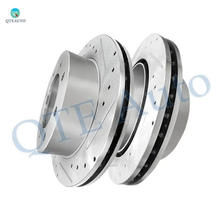 Rear 330mm Drilled Slotted Disc Brake Rotors For 2003 2004 GMC Sierra 2500