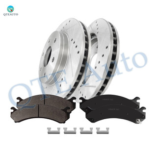 Set of 6 Front 304.8mm Drilled Slotted Disc Brake Rotors-Ceramic Brake Pad kit For 2006-2008 GMC Savana 2500