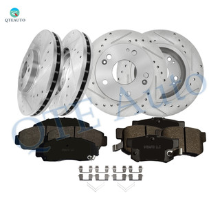 Set of 12 Front 300mm-Rear 260mm Drilled Slotted Disc Brake Rotors-Ceramic Brake Pad kit For 2003-2007 Honda Accord Manual Set of 12 Front 300mm-Rear 260mm Drilled Slotted Disc Brake Rotors-Ceramic Brake Pad kit For 2003-2007 Honda Accord Manual