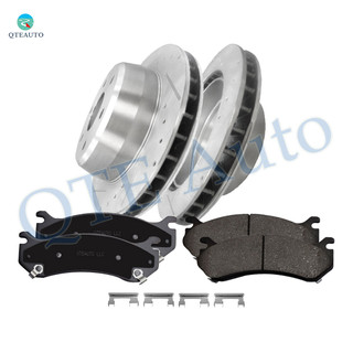 Set of 6 Rear 330mm Drilled Slotted Disc Brake Rotors-Ceramic Brake Pad kit For 2004-2006 Chevrolet Silverado 1500