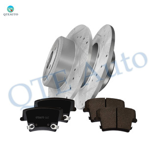 Set of 6 Rear 320mm Drilled Slotted Disc Brake Rotors-Ceramic Brake Pad kit For 2009-2018 2020 Dodge Challenger