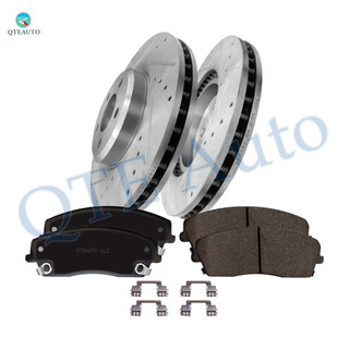 Set of 6 Front Drilled Slotted Disc Brake Rotors-Ceramic Brake Pad kit For 2006-2020 Dodge Charger