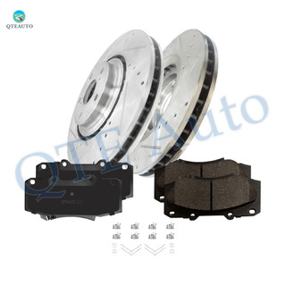 Set of 6 Front 328mm Drilled Slotted Disc Brake Rotors-Ceramic Brake Pad kit For 2011-2020 Toyota Sienna