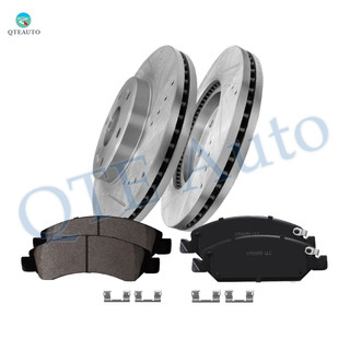 Set of 6 Front Drilled Slotted Disc Brake Rotors-Ceramic Brake Pad kit For 2019 GMC Sierra 1500 Limited