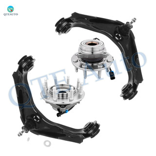 Set of 4 Front Upper Control Arm Ball Joint-Wheel Hub Bearing Assembly For 2001-2004 GMC Sierra 2500 4WD With 8 Stud Hub