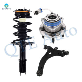 Set of 3 Front Left Lower Control Arm Ball Joint-Wheel Hub Bearing Assembly-Quick Complete Strut-Coil Spring For 2000-2007 Chevrolet Monte Carlo