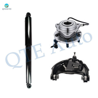 Set of 3 Front Left Upper Control Arm Ball Joint-Wheel Hub Bearing Assembly-Shock Absorber For 2003 2004 GMC Jimmy Monotube