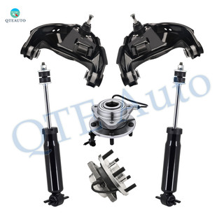 Set of 6 Front Upper Control Arm Ball Joint-Wheel Hub Bearing Assembly-Shock Absorber For 2003 2004 GMC Jimmy