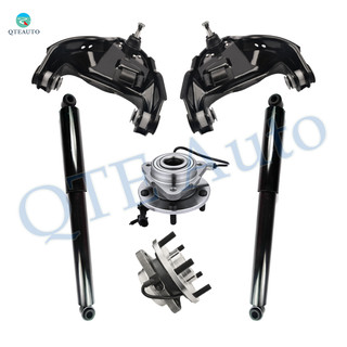 Set of 6 Front Upper Control Arm Ball Joint-Wheel Hub Bearing Assembly-Shock Absorber For 2003 2004 GMC Jimmy Monotube