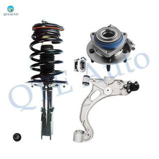 Set of 3 Front Left Lower Control Arm Ball Joint-Wheel Hub Bearing Assembly-Quick Complete Strut-Coil Spring For 1998-2001 Cadillac Seville