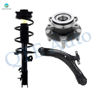 Set of 3 Front Left Lower Control Arm Ball Joint-Wheel Hub Bearing Assembly-Quick Complete Strut-Coil Spring Assembly For 2014 2015 Nissan Rogue Select AWD
