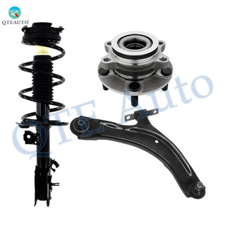 Set of 3 Front Right Lower Control Arm Ball Joint-Wheel Hub Bearing Assembly-Quick Complete Strut-Coil Spring Assembly For 2014 2015 Nissan Rogue Select AWD