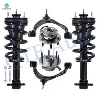 Set of 6 Front Upper Control Arm Ball Joint-Wheel Hub Bearing Assembly-Quick Complete Strut-Coil Spring Assembly For 2014-2018 GMC Sierra 1500