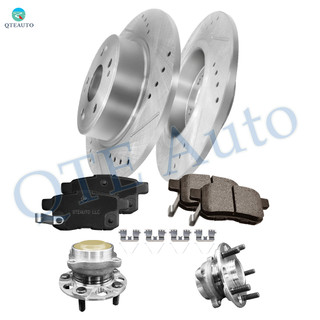 Set of 8 Rear 282mm Drilled Slotted Brake Disc Rotors-Wheel Hub Bearing Assembly-Ceramic Brake Pad Kit For 2017 Honda Accord