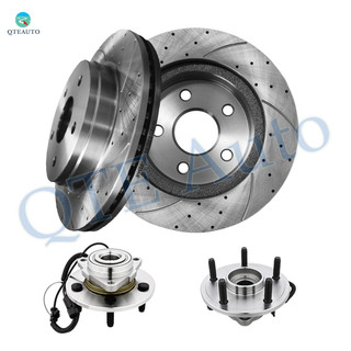 Set of 4 Front 336mm Drilled Slotted Disc Brake Rotors-Wheel Hub Bearing Assembly For 2012-2018 Ram 1500