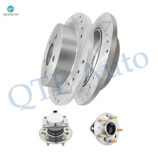 Set of 4 Rear 278mm Drilled Slotted Brake Disc Rotors-Wheel Hub Bearing Assembly For 1998-2002 Oldsmobile Intrigue