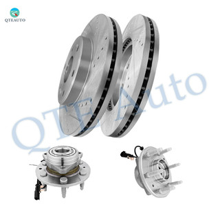 Set of 4 Front 330mm Drilled Slotted Brake Disc Rotors-Wheel Hub Bearing Assembly For 2015-2020 Chevrolet Tahoe