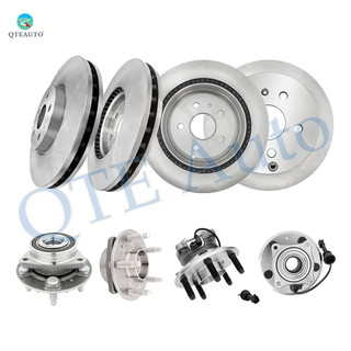 Set of 8 Front 321mm-Rear 303mm Brake Disc Rotors-Wheel Hub Bearing Assembly For 2010-2017 Chevrolet Equinox