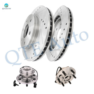 Set of 4 Front 304.8mm Drilled Slotted Brake Disc Rotors-Wheel Hub Bearing Assembly For 1999 Chevrolet K1500