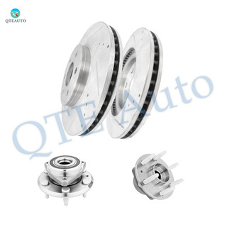 Set of 4 Front 324.8mm Drilled Slotted Disc Brake Rotors-Wheel Hub Bearing Assembly For 2008-2017 Buick Enclave