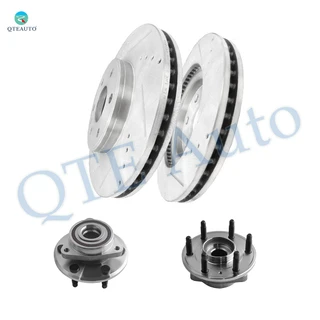 Set of 4 Front 324.8mm Drilled Slotted Disc Brake Rotors-Wheel Hub Bearing Assembly For 2008-2017 Buick Enclave