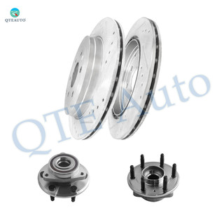 Set of 4 Rear Drilled Slotted Disc Brake Rotors 331 mm-Wheel Hub Bearing Assembly For 2017 GMC Acadia Limited