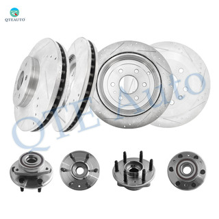 Set of 8 Front 324.8 mm-Rear 331 mm Drilled Slotted Brake Disc Rotors-Wheel Hub Bearing Assembly For 2007-2010 Saturn Outlook