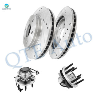 Set of 4 Front 304.8mm Drilled Slotted Brake Disc Rotors-Wheel Hub Bearing Assembly For 2000-2006 Chevrolet Suburban 1500 RWD