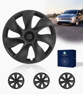 Set of 4 Matte Black Wheel Covers Hubcaps For 2021-2024 Tesla Y 19 inch Wheel