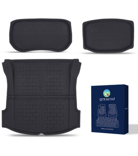 Set of 3 Storage Mats-Cargo Liners-Rear Cargo Trunk Tray Floor Mat 3D Tech Waterproof Durable Floor Liners For 2017-2023 Tesla Model 3 Except Highland, essential Tesla Accessories for Model 3
