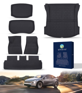 Set of 6 Floor Mats-Cargo Liners-Storage Mats 3D Waterproof Anti-Slip Car Mats For 2021-2023 Tesla Model 3 Except Highland, Essential Tesla Accessories all weather floor mats for Model 3