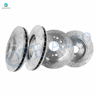 Set of 4 Front 26mm-Rear 282mm Drilled Slotted Brake Disc Rotors For 1999-2008 Acura TL