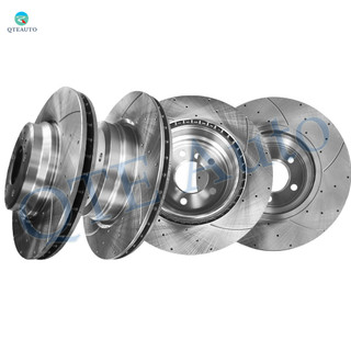 Set of 4 Front 348mm-Rear 336mm Drilled Slotted Brake Disc Rotors For 2011-2013 BMW 335IS Base