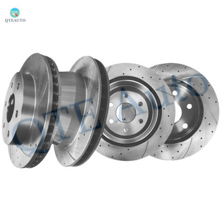 Set of 4 Front 305 mm -Rear 330 mm Drilled Slotted Brake Disc Rotors For 2002-2006 Cadillac Escalade EXT Base