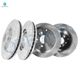 Set of 4 Front 329.8mm-Rear 334mm Drilled Slotted Brake Disc Rotors For 2009-2015 Honda Pilot 5 Stud Wheel