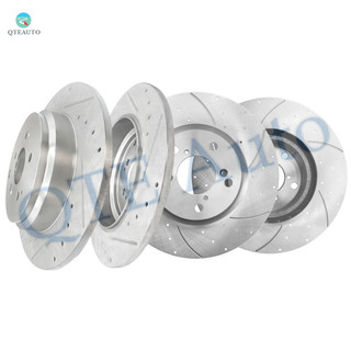 Set of 4 Front 319.7mm-Rear 333.8mm Drilled Slotted Brake Disc Rotors For 2011-2014 Honda Odyssey