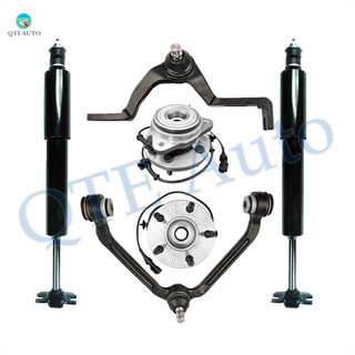 Set of 6 Front Upper Wheel Hub Bearing Assembly-Control Arm Ball Joint-Shock Absorber For 1997-2001 Mercury Mountaineer Adjustable